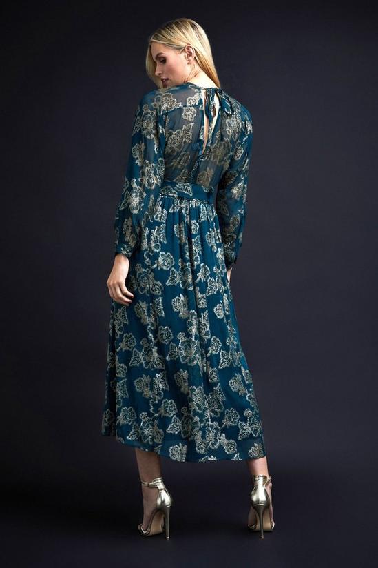 Wallis Metallic Floral Belted Midi Dress 3
