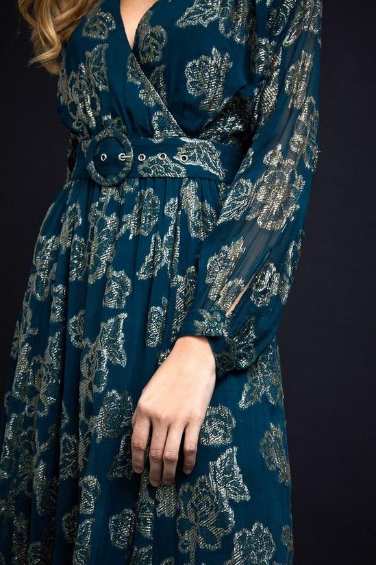 Wallis Metallic Floral Belted Midi Dress 4