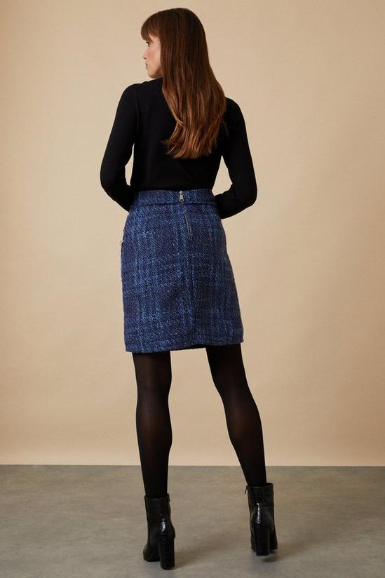 Wallis Tall Blue and Black Check Boucle Skirt 3