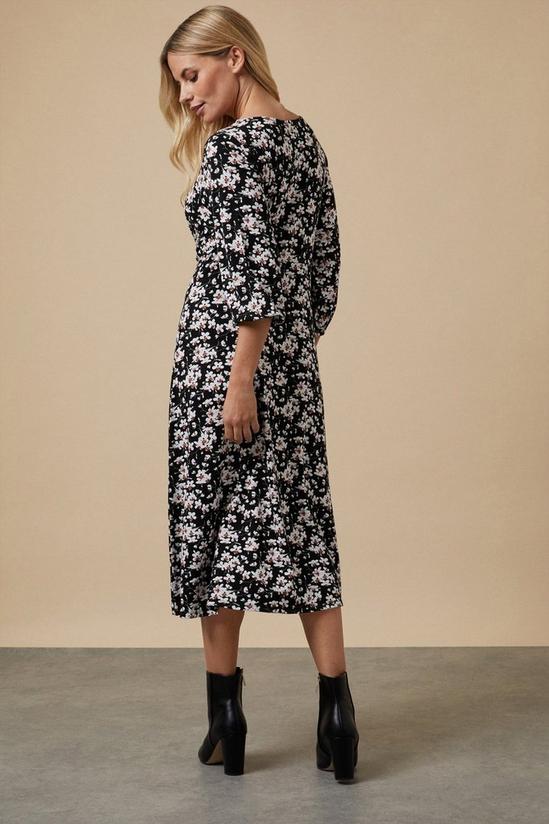 Wallis Petite Black Floral Jersey Midi Dress 3
