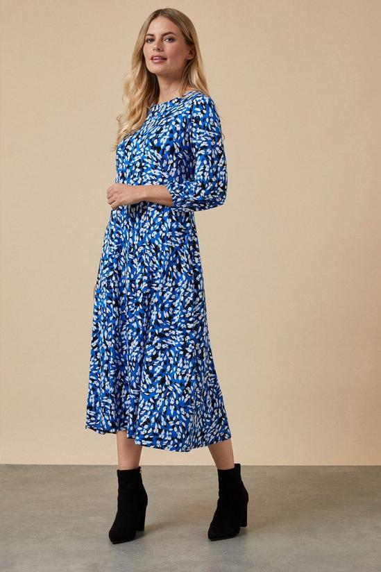 Wallis Petite Blue Abstract Jersey Midi Dress 1