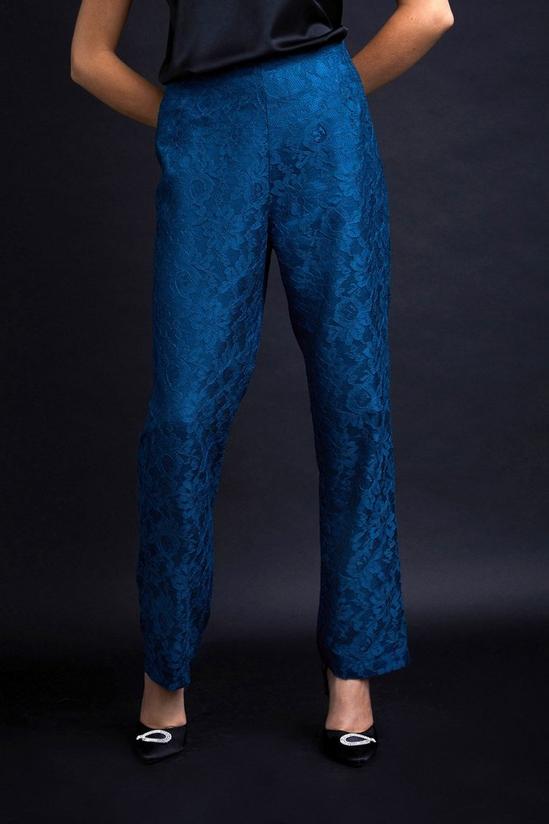Wallis Teal Lace Straight Leg Trousers 2