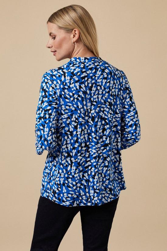 Wallis Petite Blue Abstract Button Down Jersey Shirt 3