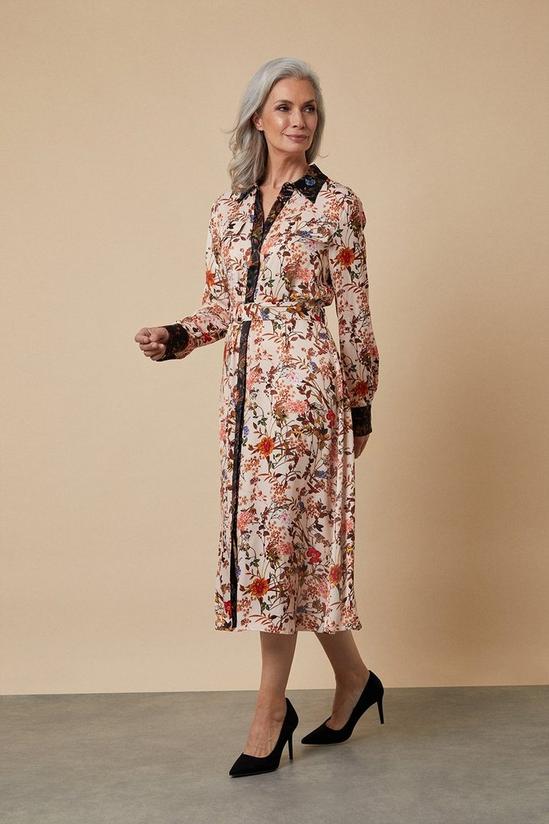 Wallis Contrast Floral Satin Pocket Shirt Dress 2