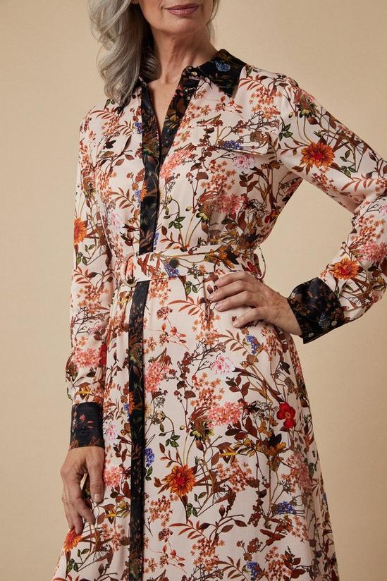 Wallis Contrast Floral Satin Pocket Shirt Dress 4