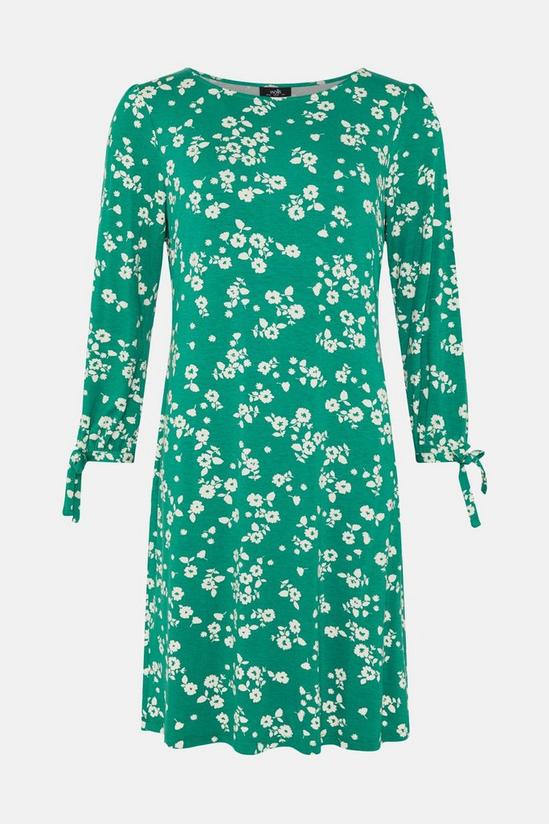Wallis Green Floral Tie Cuff Jersey Shift Dress 5