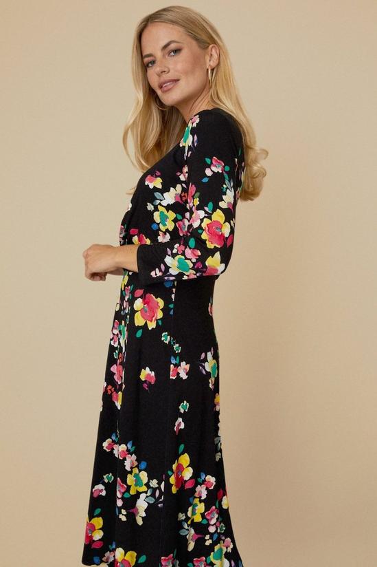 Wallis Petite Black Floral Twist Front Jersey Dress 2