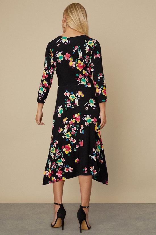 Wallis Petite Black Floral Twist Front Jersey Dress 3
