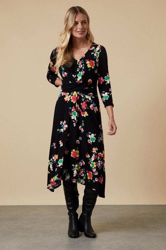 Wallis Petite Black Floral Twist Front Dress 2
