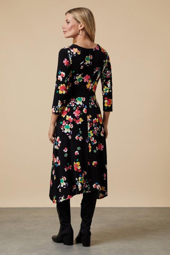 Wallis Petite Black Floral Twist Front Dress 3