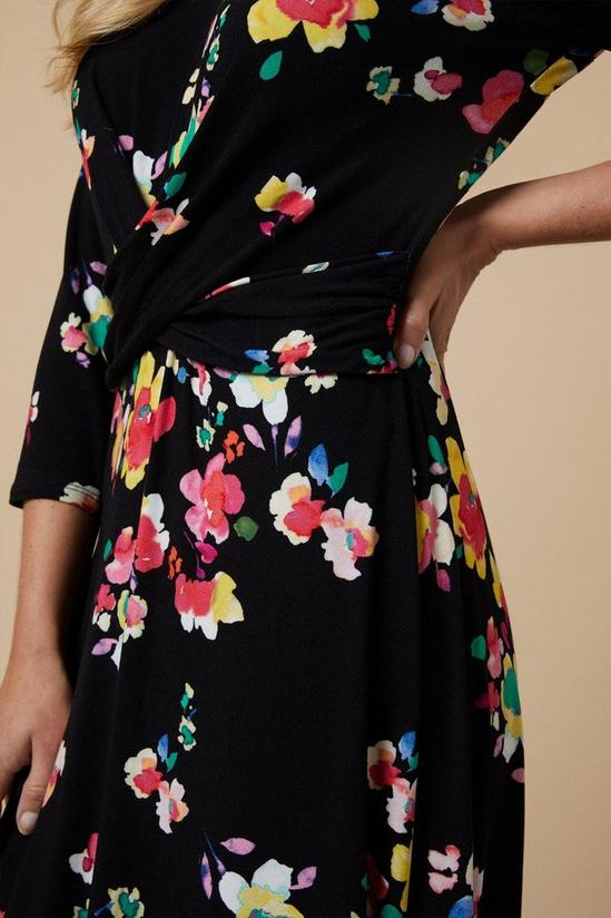 Wallis Petite Black Floral Twist Front Dress 4