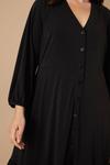 Wallis Curve Plain Black Button Through Midi Dress thumbnail 4