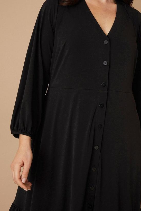 Wallis Curve Plain Black Button Through Midi Dress 4