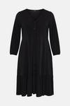 Wallis Curve Plain Black Button Through Midi Dress thumbnail 5