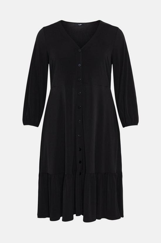 Wallis Curve Plain Black Button Through Midi Dress 5