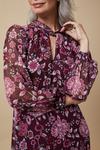Wallis Berry Floral Border Twist Neck Shift Dress thumbnail 4