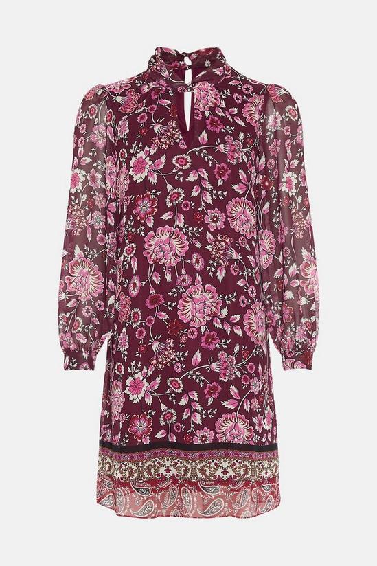 Wallis Berry Floral Border Twist Neck Shift Dress 5