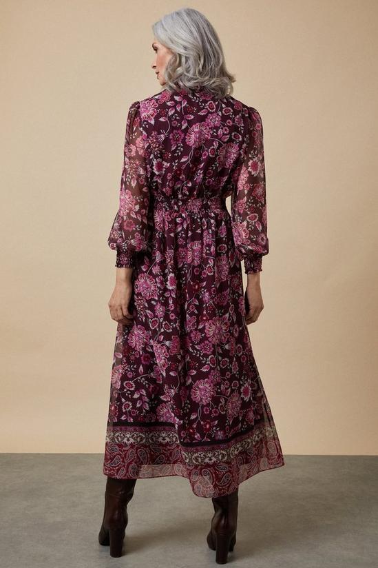 Wallis Floral Border Sheer Volume Sleeve Tea Dress 3