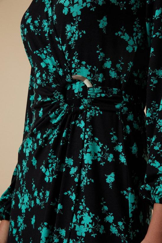 Wallis Green Stencil Floral Ring Detail Jersey Dress 4