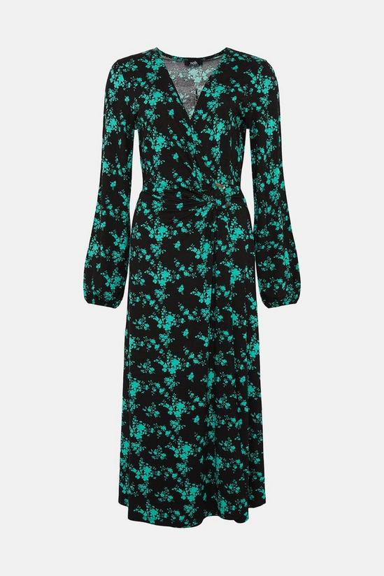Wallis Green Stencil Floral Ring Detail Jersey Dress 5