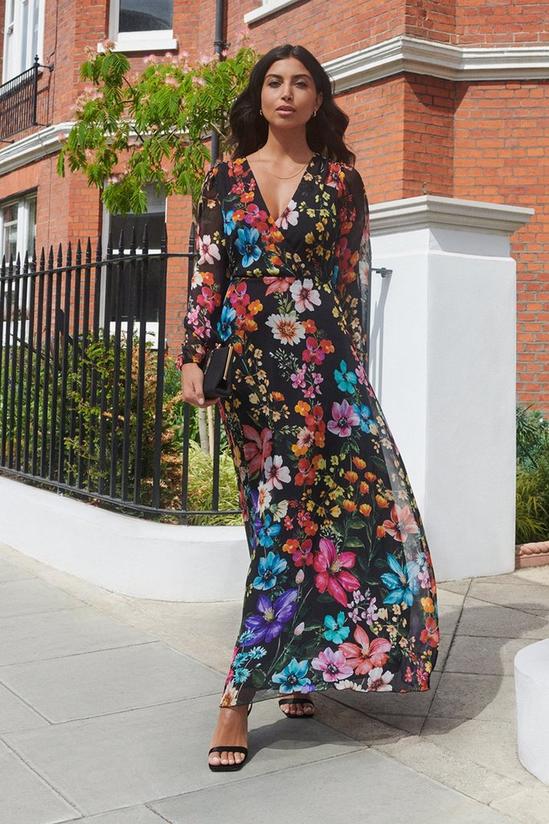 Wallis Floral Silk Mix Wrap Dress 1