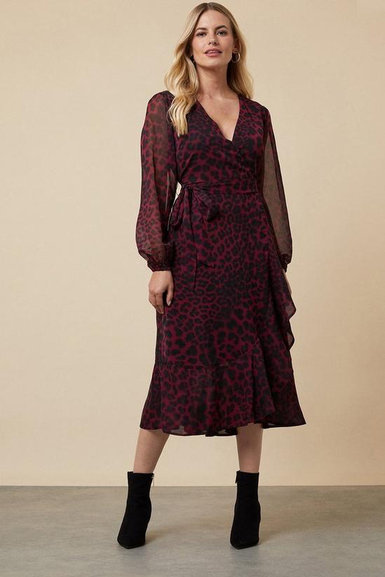 Wallis Petite Berry Leopard Wrap Dress 1