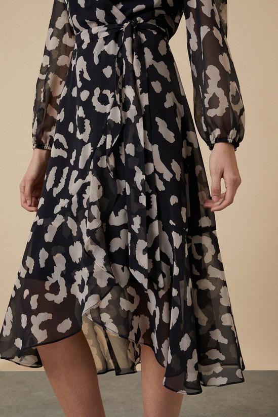 Wallis Mono Leopard Belted Wrap Dress 6