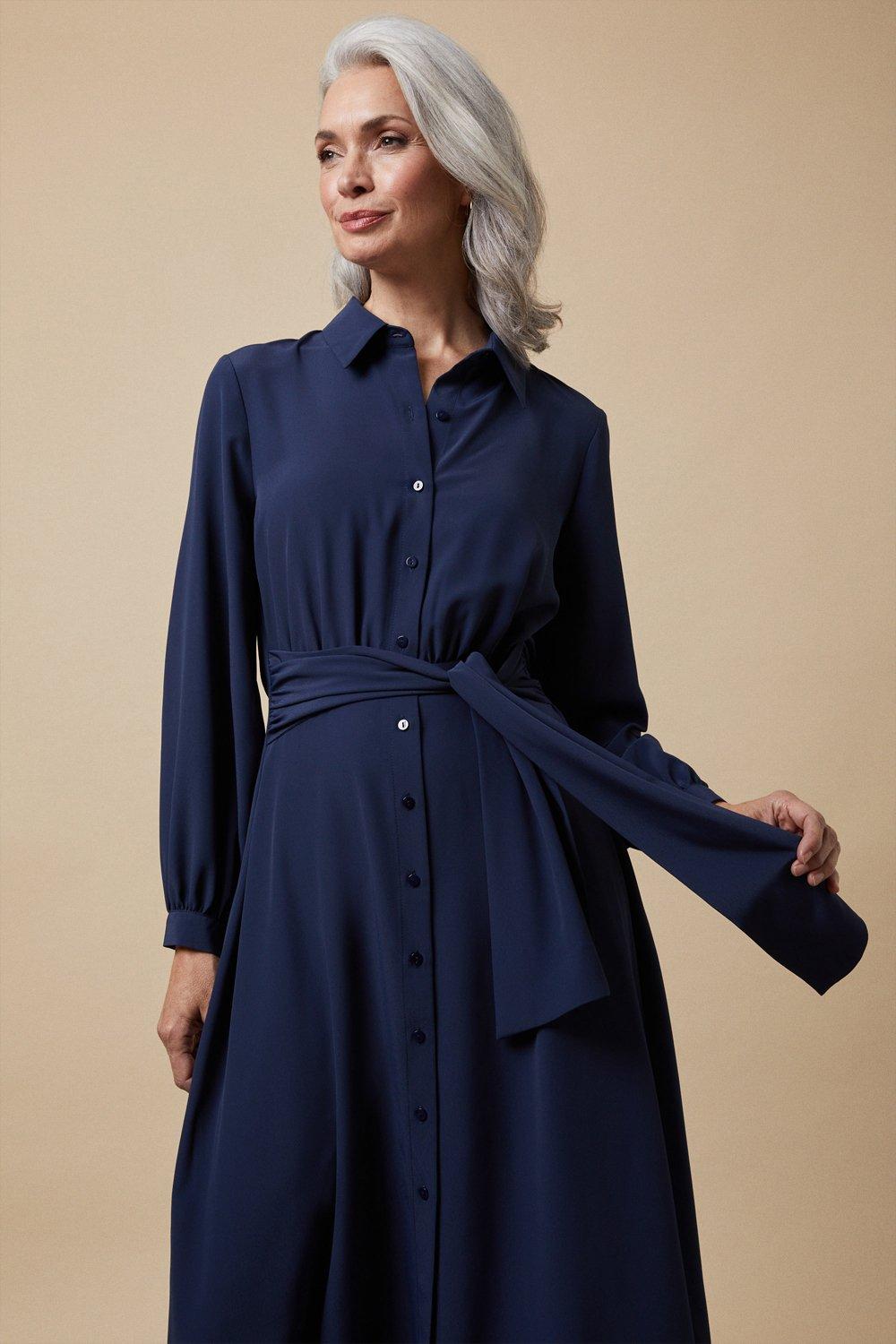 Long navy 2025 shirt dress