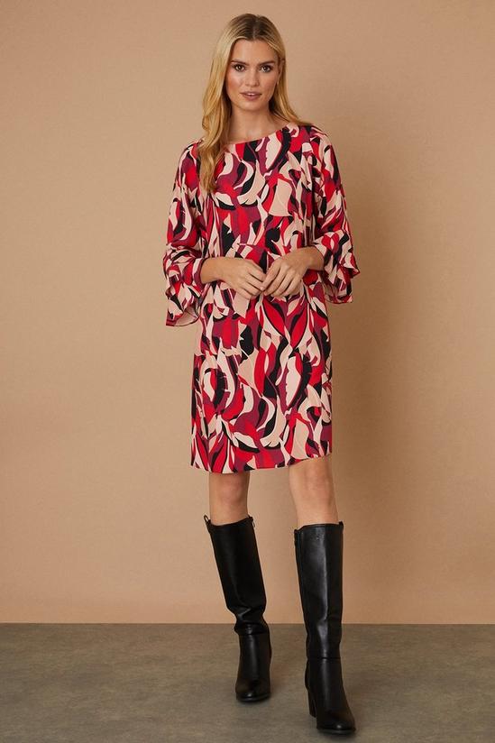 Wallis Berry Abstract Slash Neck Shift Dress 1