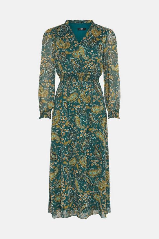 Wallis Green Paisley Sheer Volume Sleeve Tea Dress 5