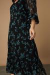 Wallis Curve Green Floral Ruffle Sleeve Tea Dress thumbnail 4