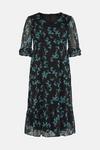 Wallis Curve Green Floral Ruffle Sleeve Tea Dress thumbnail 5