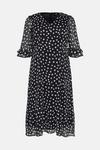 Wallis Curve Mono Spot Ruffle Sleeve Tea Dress thumbnail 5