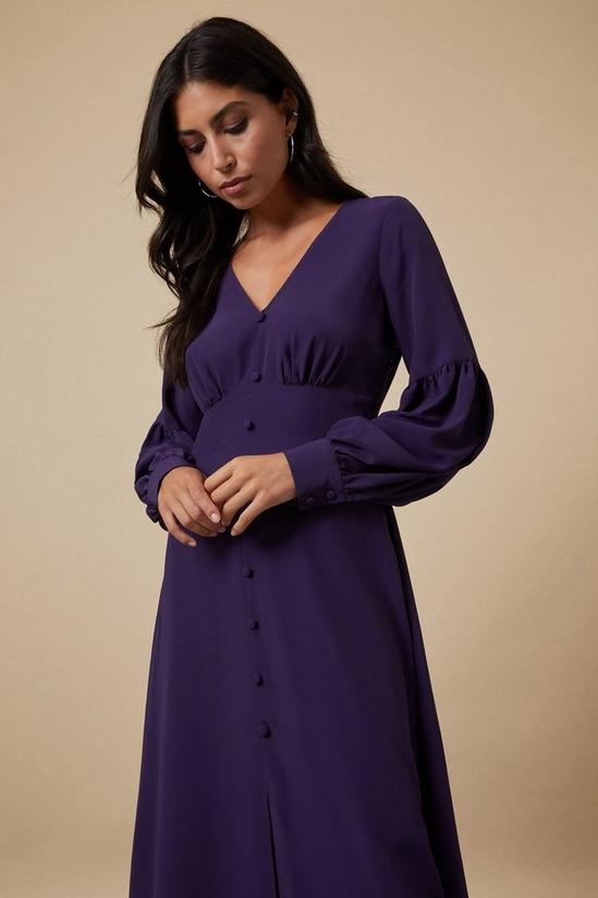 Wallis Plain Purple Prairie Volume Sleeve Dress 2