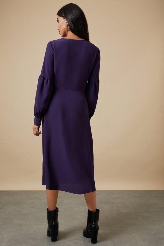 Wallis Plain Purple Prairie Volume Sleeve Dress 3