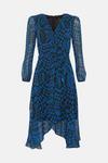 Wallis Blue Geometric Belted Wrap Dress thumbnail 5