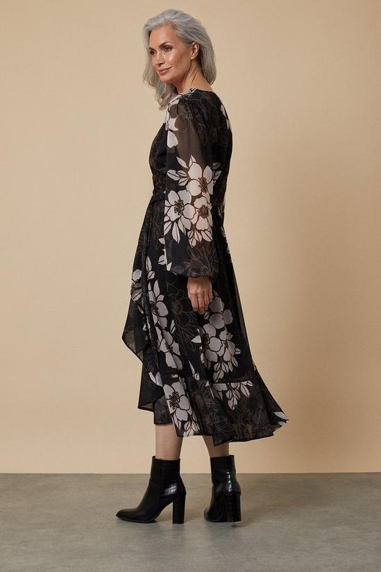Wallis Tall Black Floral Wrap Dress 3
