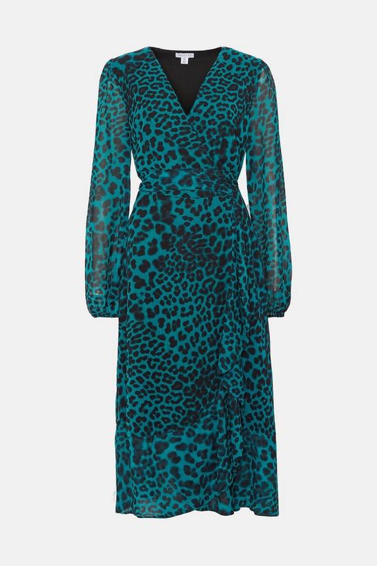 Wallis Tall Teal Leopard Wrap Dress 5