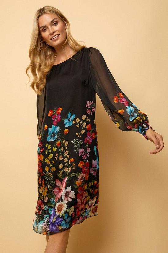 Wallis Floral Border Silk Mix Shift Dress 2