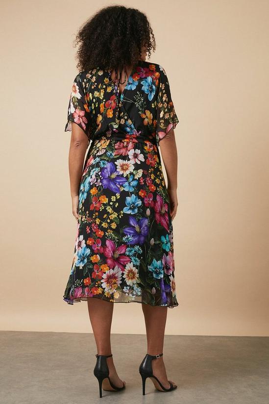 Wallis Curve Silk Mix Floral Wrap Midi Dress 3