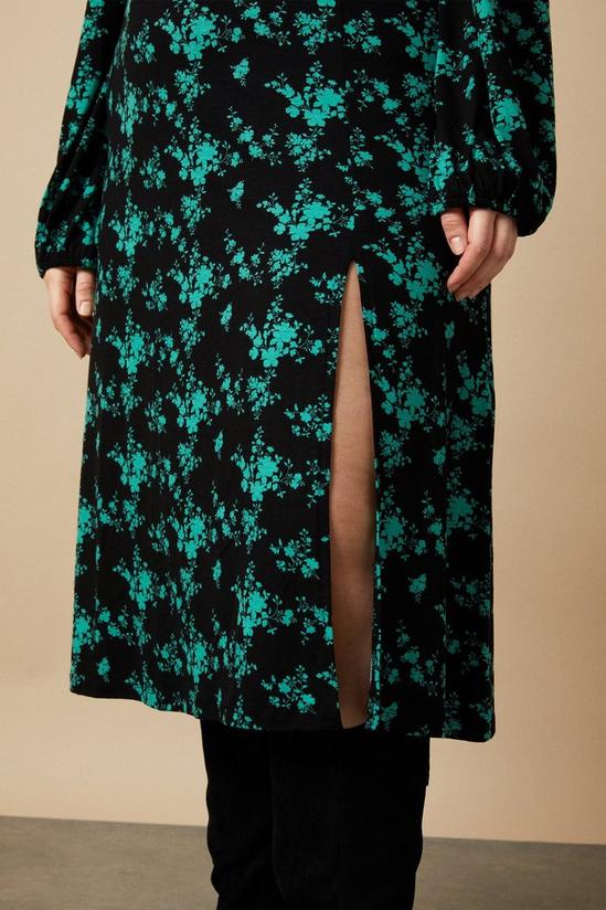 Wallis Curve Green Floral Lace Jersey Midi Dress 5