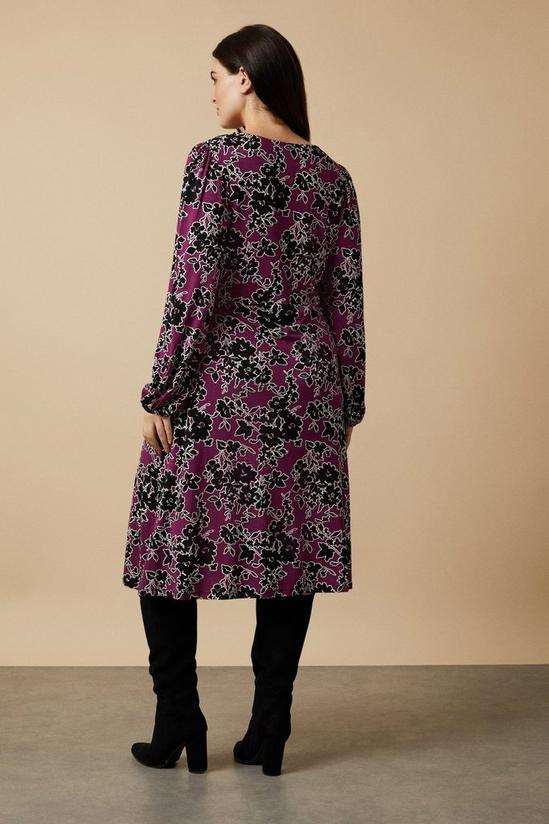 Wallis Curve Purple Floral Lace Jersey Midi Dress 3