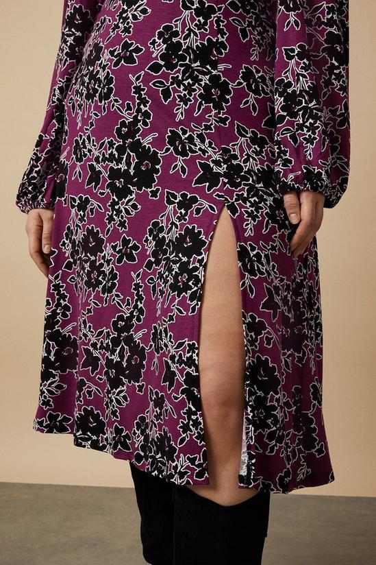Wallis Curve Purple Floral Lace Jersey Midi Dress 6