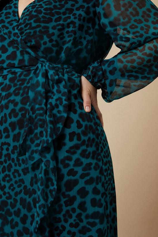 Wallis Curve Teal Leopard Wrap Dress 4