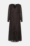 Wallis Curve Black Spot Foil Shirred Midi Dress thumbnail 5