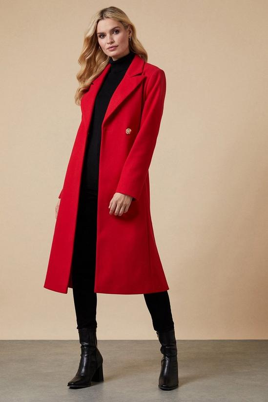 Wallis Red Button Belted Wrap Coat 2