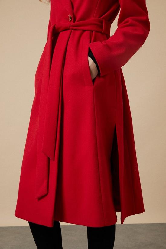 Wallis Red Button Belted Wrap Coat 4