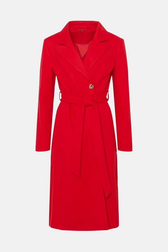 Wallis Red Button Belted Wrap Coat 5