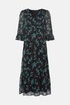 Wallis Tall Green Floral Ruffle Sleeve Tea Dress thumbnail 5