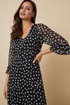 Wallis Tall Mono Spot Ruffle Sleeve Tea Dress thumbnail 2